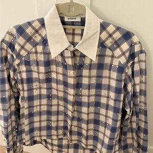 Sandro Checkered Shirt with White Collar